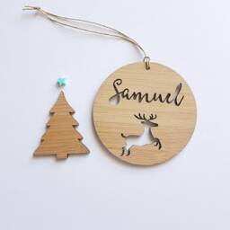 Personalised Wood Christmas Decoration-Jumping Reindeer Design-Ornament-Christmas Tree-Gift-Christmas Gift-Wooden-Teachers Gift - thumbnail 3