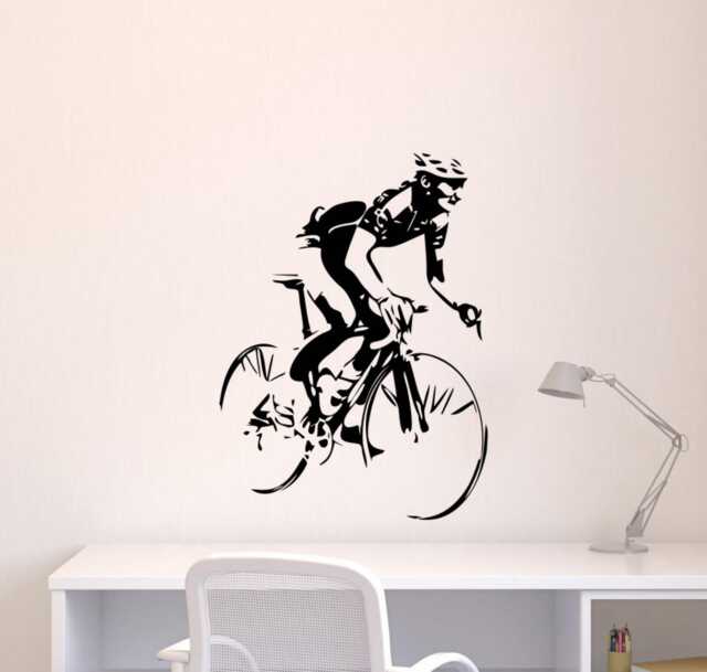 Cyclist Bicycle Wall Decal Road Bike Vinyl Sticker Racing Sport Home Decor - 102Nr - image 1