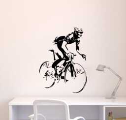 Cyclist Bicycle Wall Decal Road Bike Vinyl Sticker Racing Sport Home Decor - 102Nr - thumbnail 1