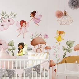 Fairy Wall Decal Watercolor Flying Fairies For Girls' Room - thumbnail 3