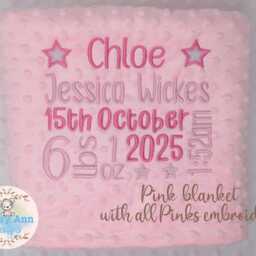 Personalised Baby Blanket With Name, Embroidered Newborn Gift Baby Boy, New Gift, Custom For Birth Announcement, Blue Dimple - thumbnail 3