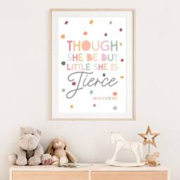Though She Be But Little Is Fierce Print, Pastel Nursery Prints, Girls Bedroom, Wall Art, Quote - thumbnail 3