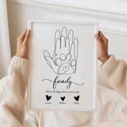 Personalised Family Line Art Print, Custom Baby Gift, Minimalist Mother's Day Gift - thumbnail 2