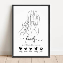 Personalised Family Line Art Print, Custom Baby Gift, Minimalist Mother's Day Gift - thumbnail 3