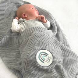Cotton Baby Blanket With Personalized Button - Choice Of Designs With Name Blanket Many Colors - thumbnail 3