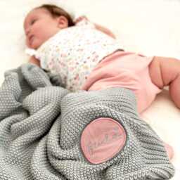 Cotton Baby Blanket With Personalized Button - Choice Of Designs With Name Blanket Many Colors - thumbnail 2