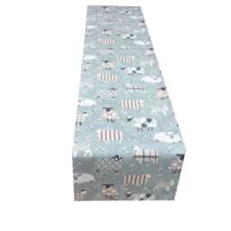 Sheep Print Throw Pillow Cover Duck Egg Blue Linen Cushion - thumbnail 2