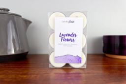 Lavender Flowers Soy Tea Light Candles - 6 - Handmade Mindfulness Gift
