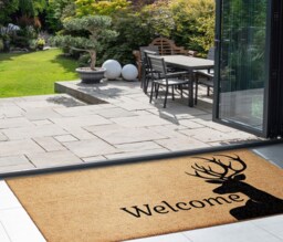 stag Head Welcome Doormat - Natural Coir, Anti-Slip - thumbnail 1