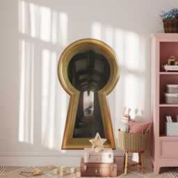 Rabbit Running Late Keyhole Wall Decal White Wonderland Removable Sticker 3D Portal Window - thumbnail 3