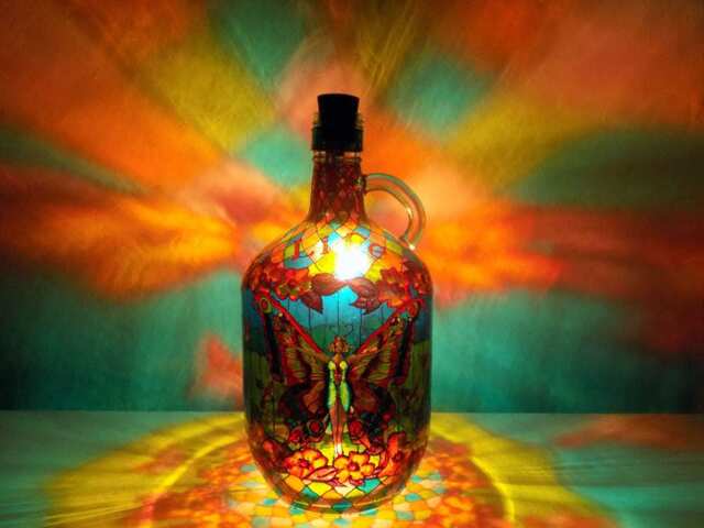 Bottle Lamp Lamp Old Bottle Carafe Label With Glassglass Demijohn Table Lamp - image 1