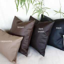 Embroidered Faux Leather Lumbar Pillow Cover - Ethnic Design - thumbnail 4
