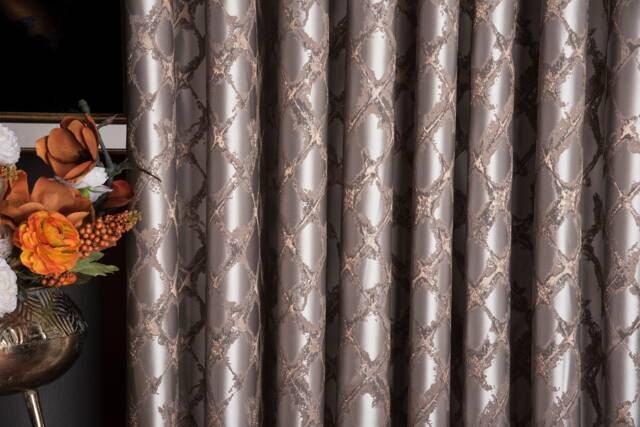 Luxury Striped Curtain Panel Geometric Rose Gold, Gray, Navy Blue - image 1