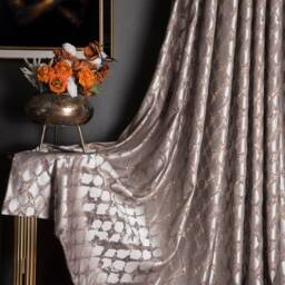 Luxury Striped Curtain Panel Geometric Rose Gold, Gray, Navy Blue - thumbnail 3