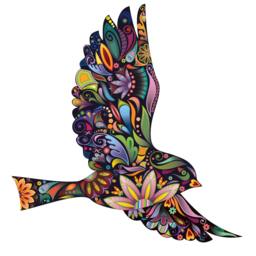 Bird Decals - Set Of 6 Flying & Sitting Wall Stickers in Beautiful Floral Pattern - Sku 153-Stick - thumbnail 2
