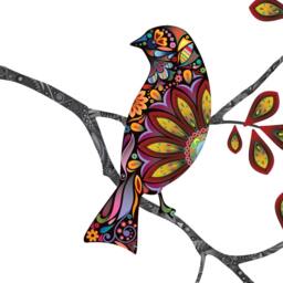 Bird Decals - Set Of 6 Flying & Sitting Wall Stickers in Beautiful Floral Pattern - Sku 153-Stick - thumbnail 3