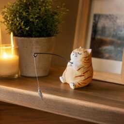 Personalised Wooden Cat Figurine - Engraved Name Decor Chill Figure - thumbnail 2