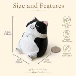 Personalised Wooden Cat Figurine - Engraved Name Decor Chill Figure - thumbnail 4