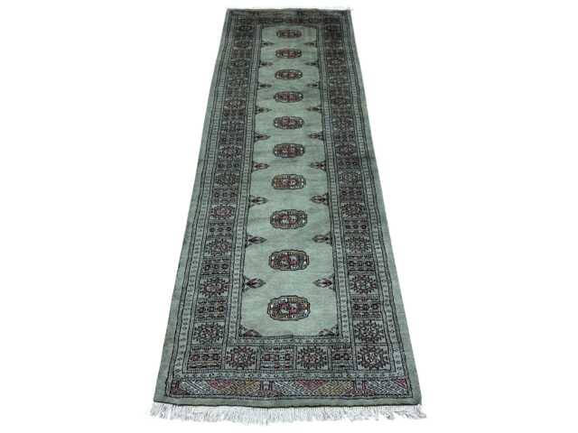 2.6x8 Pistachio Green 3 Ply Handmade Bokhara Runner Rug - Hallway Stairs Carpet, Extra Thick Pile - image 1