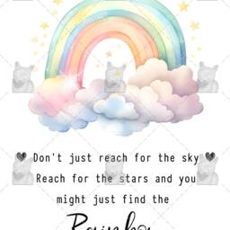 Reach For The Stars & You Might Just Find Rainbow Art Print, Nursery Decor, Childrens Room Encouragement Gift - thumbnail 2