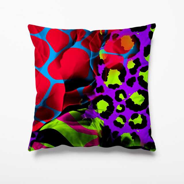 Neon Animal Print Cushion Velvet 45cm X Cushions Pillows Limited Edition - image 1