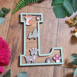 Personalised Woodland Animal Letter Kids Room Decor, Wooden Name Sign - thumbnail 2