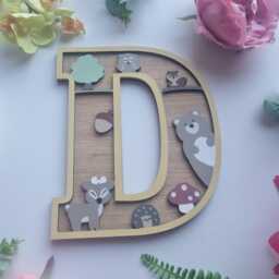 Personalised Woodland Animal Letter Kids Room Decor, Wooden Name Sign - thumbnail 3