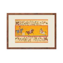 Indian Art Vintage Framed Print Poster Antique Three Polo Players Hindu Rajasthan Punjab India Kerala Maharaj Raja Painting Beautiful Frame - thumbnail 3