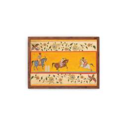 Indian Art Vintage Framed Print Poster Antique Three Polo Players Hindu Rajasthan Punjab India Kerala Maharaj Raja Painting Beautiful Frame - thumbnail 2