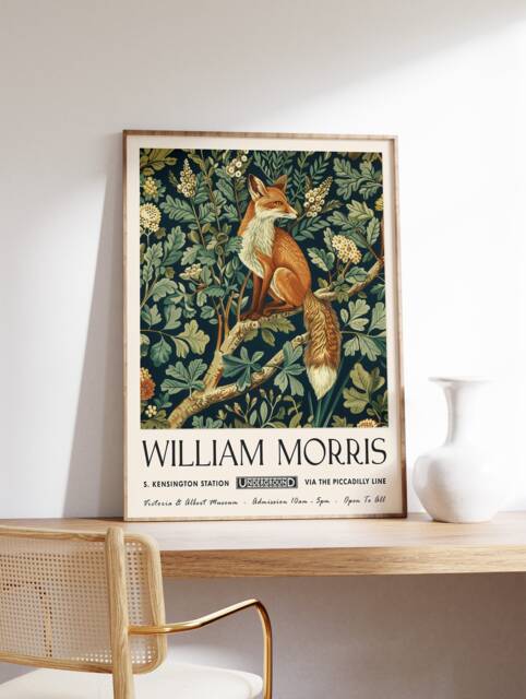 William Morris Fox Art Print, Vintage Exhibition Poster - image 1