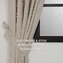 Cream Pom Curtains - Custom Linen Look Drapes With Blackout Option