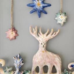 The Majestic White Stag Handmade Ceramic Wall Hanging. God, Purity, Grace, Wisdom, Regeneration, Enlighten, Christmas. Royal Stag. Pottery - thumbnail 4
