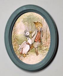 Beatrix Potter Oval Wooden Framed Nursery Picture, Wall Hanging, Home Decor Jemima With Foxy - thumbnail 1