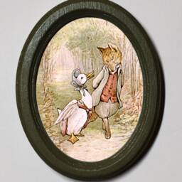 Beatrix Potter Oval Wooden Framed Nursery Picture, Wall Hanging, Home Decor Jemima With Foxy - thumbnail 3