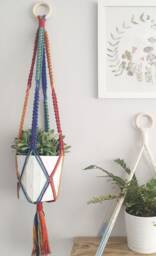 Rainbow Macrame Plant Hanger - thumbnail 1