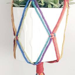 Rainbow Macrame Plant Hanger - thumbnail 2