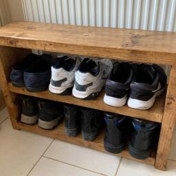 Shoebench Shoe Rack Rustic Solid Wood Bench Hallway Storage Rack Mudroom Oak Pine Walnut - thumbnail 2