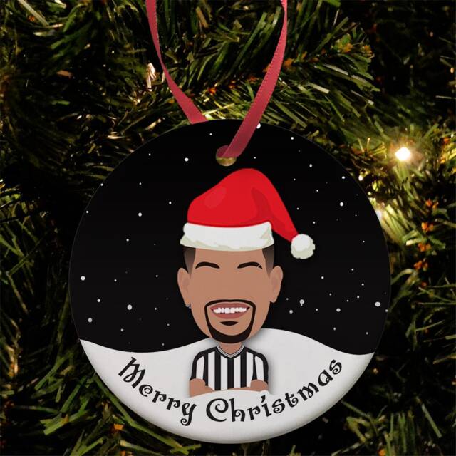 Newcastle 2023 - 24 Bruno Guimar??es Guimaraes Santa Hat Christmas Tree Decoration Flat Ceramic Bauble Great Gift For Toon Army Fans