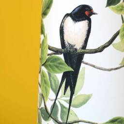 Tall Bird Lampshade Scandinavian Swallow Fabric, Conical Or Cylindrical Shape Handmade By Vivid Shades - thumbnail 3