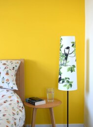 Tall Bird Lampshade Scandinavian Swallow Fabric, Conical Or Cylindrical Shape Handmade By Vivid Shades - thumbnail 1