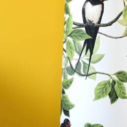 Tall Bird Lampshade Scandinavian Swallow Fabric, Conical Or Cylindrical Shape Handmade By Vivid Shades - thumbnail 2