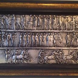 Handmade Bronze Bas Relief Plaque Ancient World Art Decor - 17.3x9.8 In - thumbnail 2