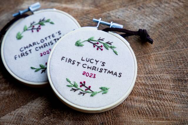 Personalized Baby's First Christmas Ornament - Embroidered Keepsake - image 1