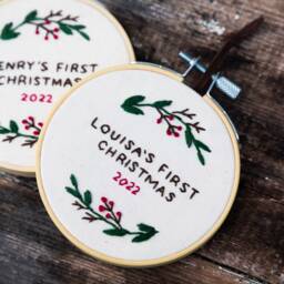 Personalized Baby's First Christmas Ornament - Embroidered Keepsake - thumbnail 2