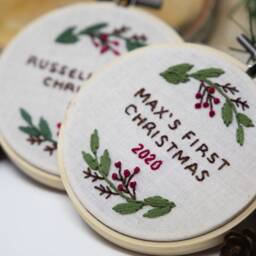 Personalized Baby's First Christmas Ornament - Embroidered Keepsake - thumbnail 3