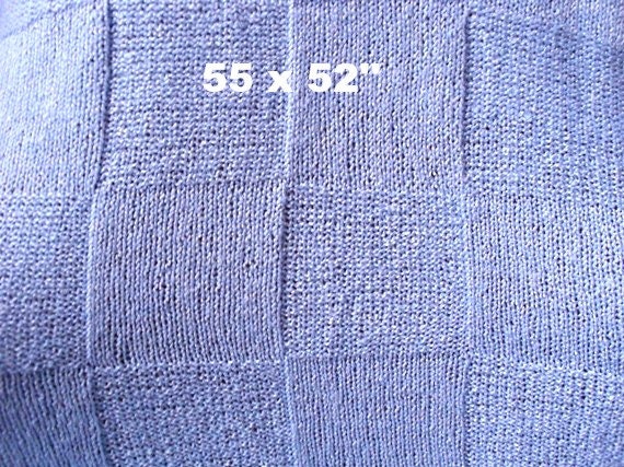 Baby Blanket Blue Color Size 55 X 52 Inches Hand Knit. Ready To Ship - image 1