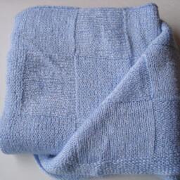 Baby Blanket Blue Color Size 55 X 52 Inches Hand Knit. Ready To Ship - thumbnail 2