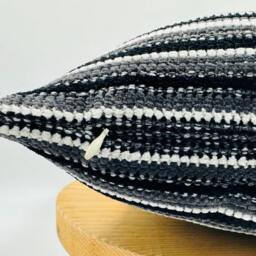 Black & White Striped Pillow Cover, Textured Cotton Wool Euro Sham - thumbnail 2