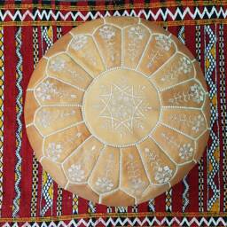 Stuffed Moroccan Leather Pouf, Pouf Ottoman, Handmade Floor Poof, Footstool, Ottoman Table, & Stools - thumbnail 3