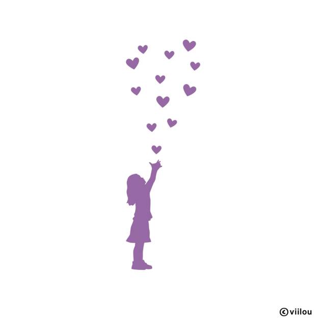 Wall Tattoo Girl With Hearts Silhouette Tattoos Nursery Stickers Baby Room Decals Children Illustration Kids Decor Pictures - image 1